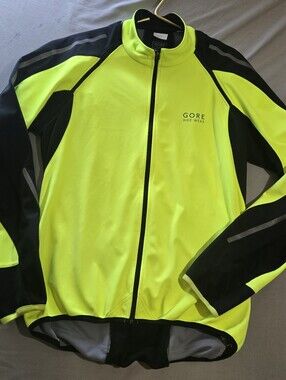 GORE BIKE WEAR Windstopper Soft Shell Cycling Jacket Men's XL High Vis Yellow